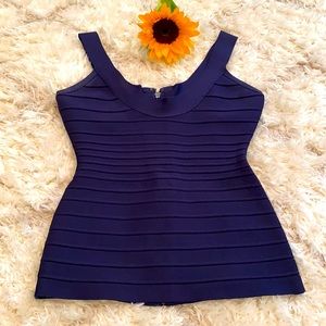 Herve Leger Navy Scoop Neck Tank